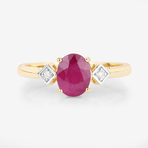 1.22 Carat Genuine Ruby and White Diamond 14K Yellow Gold Ring Bids.com