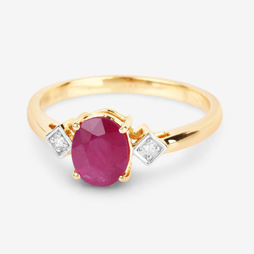 1.22 Carat Genuine Ruby and White Diamond 14K Yellow Gold Ring Bids.com