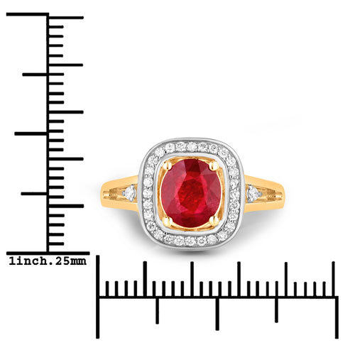 1.67 Carat Genuine Ruby and White Diamond 14K Yellow Gold Ring Bids.com