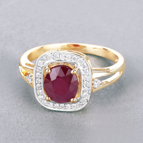 1.67 Carat Genuine Ruby and White Diamond 14K Yellow Gold Ring Bids.com