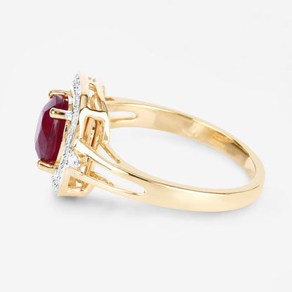 1.67 Carat Genuine Ruby and White Diamond 14K Yellow Gold Ring Bids.com