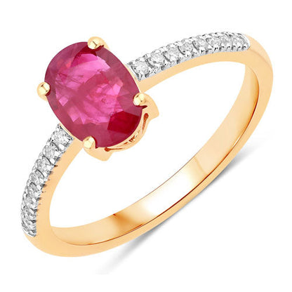 1.43 Carat Genuine Ruby and White Diamond 14K Yellow Gold Ring Bids.com