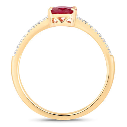 1.43 Carat Genuine Ruby and White Diamond 14K Yellow Gold Ring Bids.com