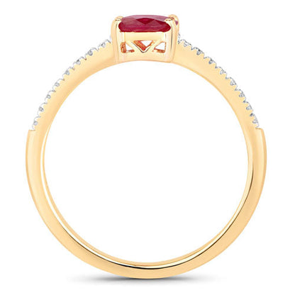 1.43 Carat Genuine Ruby and White Diamond 14K Yellow Gold Ring Bids.com