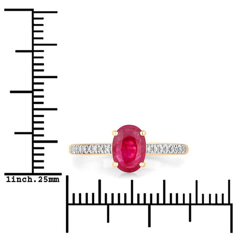 1.43 Carat Genuine Ruby and White Diamond 14K Yellow Gold Ring Bids.com