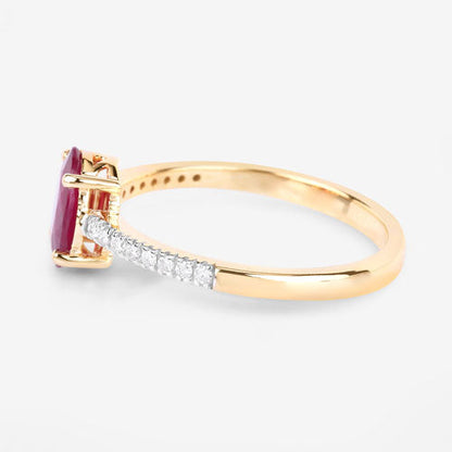 1.43 Carat Genuine Ruby and White Diamond 14K Yellow Gold Ring Bids.com