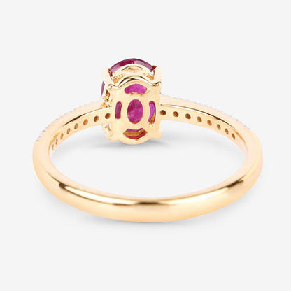 1.43 Carat Genuine Ruby and White Diamond 14K Yellow Gold Ring Bids.com