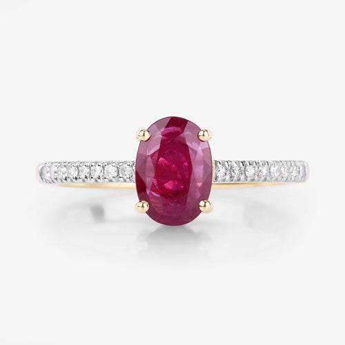 1.43 Carat Genuine Ruby and White Diamond 14K Yellow Gold Ring Bids.com