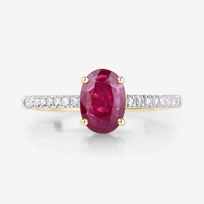 1.43 Carat Genuine Ruby and White Diamond 14K Yellow Gold Ring Bids.com