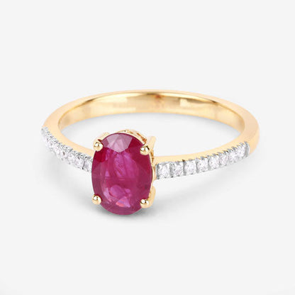 1.43 Carat Genuine Ruby and White Diamond 14K Yellow Gold Ring Bids.com