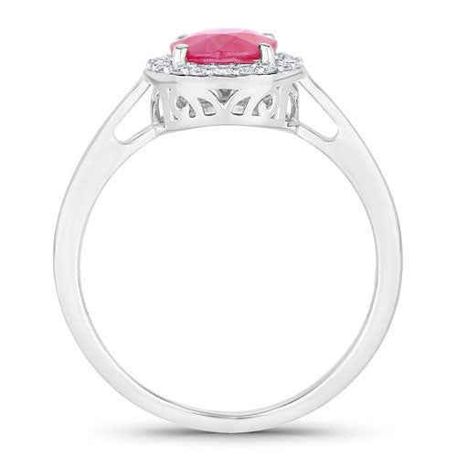 1.83 Carat Genuine Ruby and White Diamond 14K White Gold Ring Bids.com