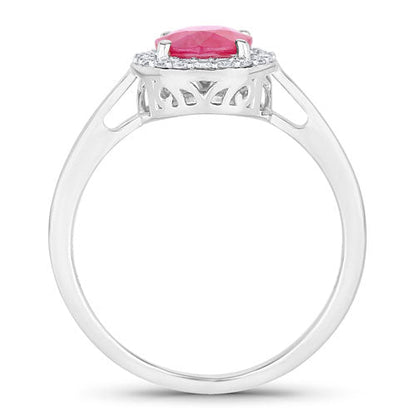 1.83 Carat Genuine Ruby and White Diamond 14K White Gold Ring Bids.com