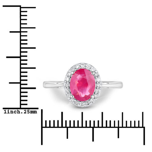 1.83 Carat Genuine Ruby and White Diamond 14K White Gold Ring Bids.com