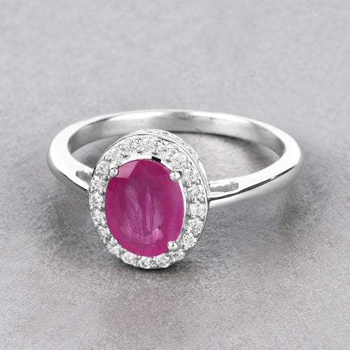 1.83 Carat Genuine Ruby and White Diamond 14K White Gold Ring Bids.com