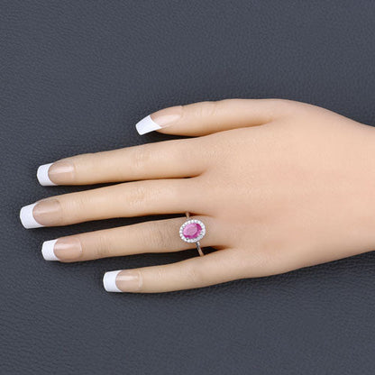 1.83 Carat Genuine Ruby and White Diamond 14K White Gold Ring Bids.com