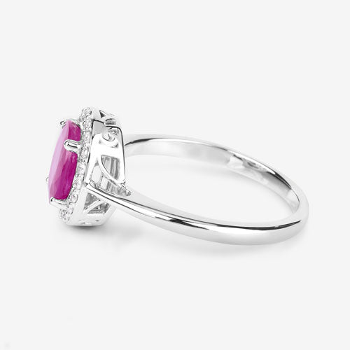 1.83 Carat Genuine Ruby and White Diamond 14K White Gold Ring Bids.com