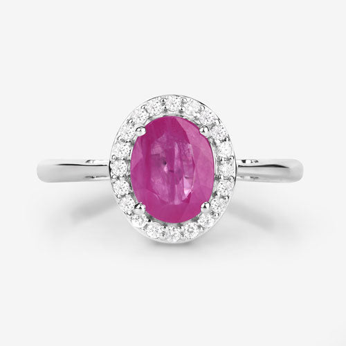 1.83 Carat Genuine Ruby and White Diamond 14K White Gold Ring Bids.com