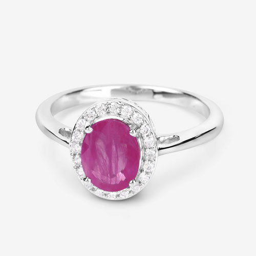 1.83 Carat Genuine Ruby and White Diamond 14K White Gold Ring Bids.com