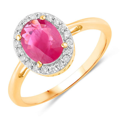 1.83 Carat Genuine Ruby and White Diamond 14K Yellow Gold Ring Bids.com