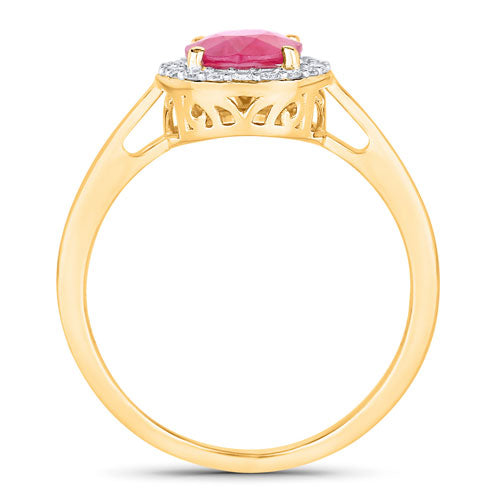 1.83 Carat Genuine Ruby and White Diamond 14K Yellow Gold Ring Bids.com