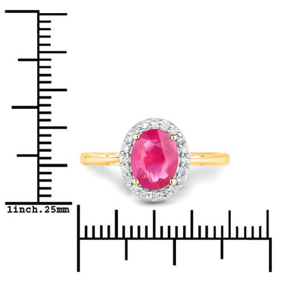 1.83 Carat Genuine Ruby and White Diamond 14K Yellow Gold Ring Bids.com