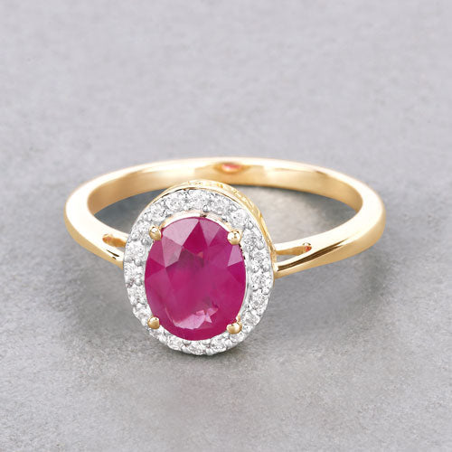 1.83 Carat Genuine Ruby and White Diamond 14K Yellow Gold Ring Bids.com