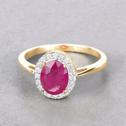 1.83 Carat Genuine Ruby and White Diamond 14K Yellow Gold Ring Bids.com