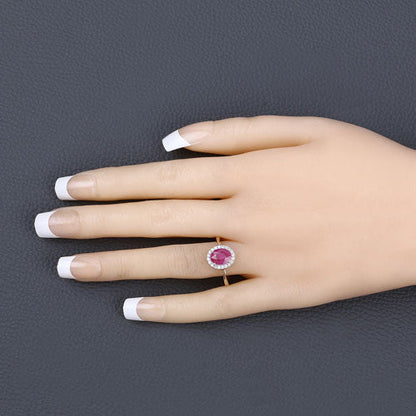 1.83 Carat Genuine Ruby and White Diamond 14K Yellow Gold Ring Bids.com