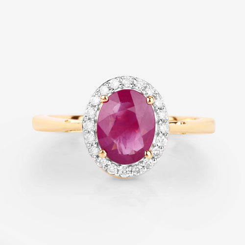 1.83 Carat Genuine Ruby and White Diamond 14K Yellow Gold Ring Bids.com
