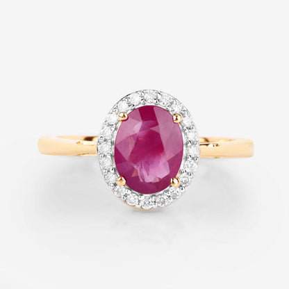1.83 Carat Genuine Ruby and White Diamond 14K Yellow Gold Ring Bids.com