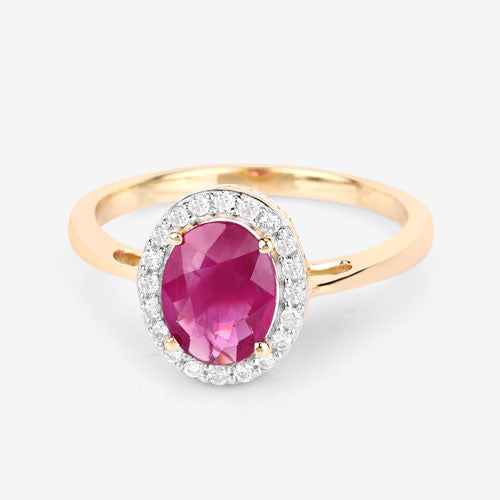 1.83 Carat Genuine Ruby and White Diamond 14K Yellow Gold Ring Bids.com