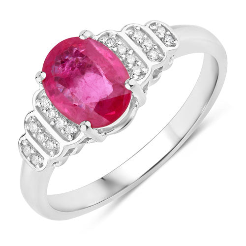 1.52 Carat Genuine Ruby and White Diamond 14K White Gold Ring Bids.com