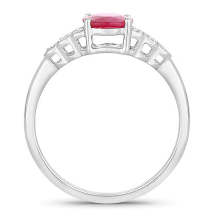 1.52 Carat Genuine Ruby and White Diamond 14K White Gold Ring Bids.com