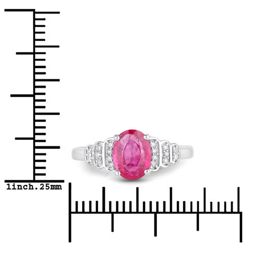1.52 Carat Genuine Ruby and White Diamond 14K White Gold Ring Bids.com