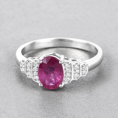 1.52 Carat Genuine Ruby and White Diamond 14K White Gold Ring Bids.com