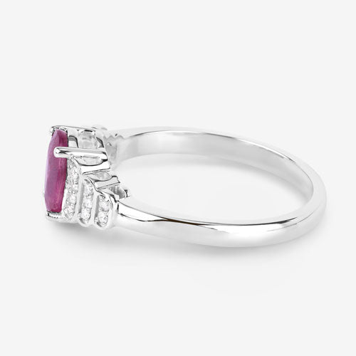 1.52 Carat Genuine Ruby and White Diamond 14K White Gold Ring Bids.com