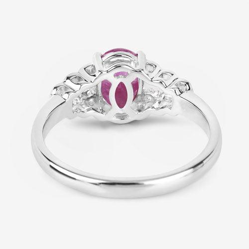 1.52 Carat Genuine Ruby and White Diamond 14K White Gold Ring Bids.com