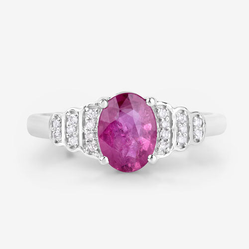 1.52 Carat Genuine Ruby and White Diamond 14K White Gold Ring Bids.com