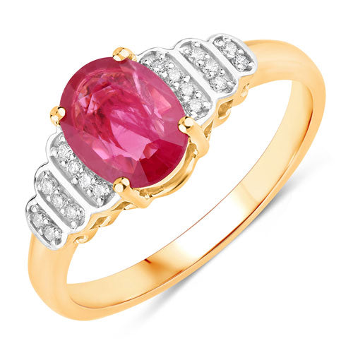 1.52 Carat Genuine Ruby and White Diamond 14K Yellow Gold Ring Bids.com