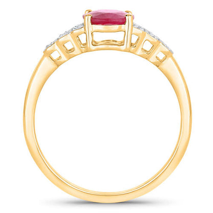 1.52 Carat Genuine Ruby and White Diamond 14K Yellow Gold Ring Bids.com
