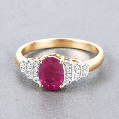 1.52 Carat Genuine Ruby and White Diamond 14K Yellow Gold Ring Bids.com