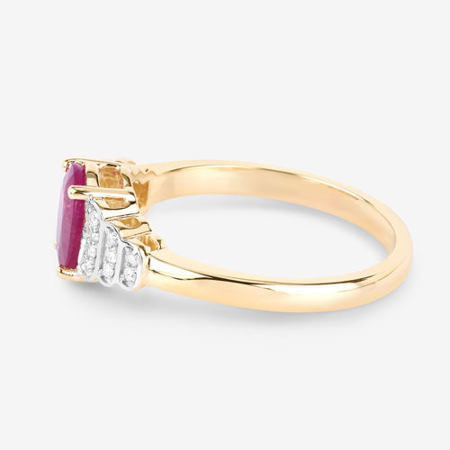 1.52 Carat Genuine Ruby and White Diamond 14K Yellow Gold Ring Bids.com