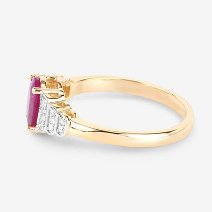 1.52 Carat Genuine Ruby and White Diamond 14K Yellow Gold Ring Bids.com