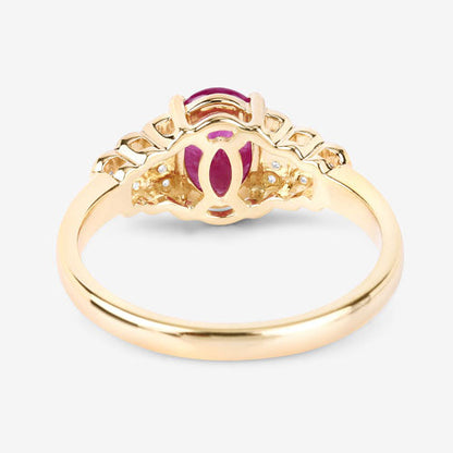 1.52 Carat Genuine Ruby and White Diamond 14K Yellow Gold Ring Bids.com