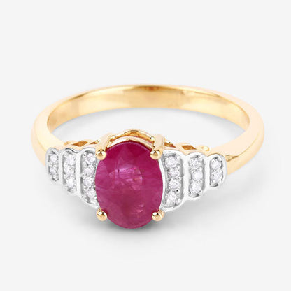 1.52 Carat Genuine Ruby and White Diamond 14K Yellow Gold Ring Bids.com