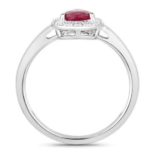 1.02 Carat Genuine Ruby and White Diamond 14K White Gold Ring Bids.com