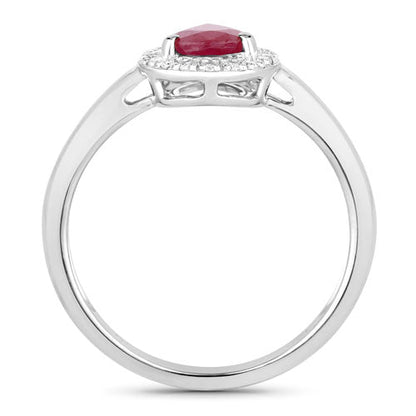 1.02 Carat Genuine Ruby and White Diamond 14K White Gold Ring Bids.com