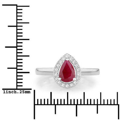 1.02 Carat Genuine Ruby and White Diamond 14K White Gold Ring Bids.com