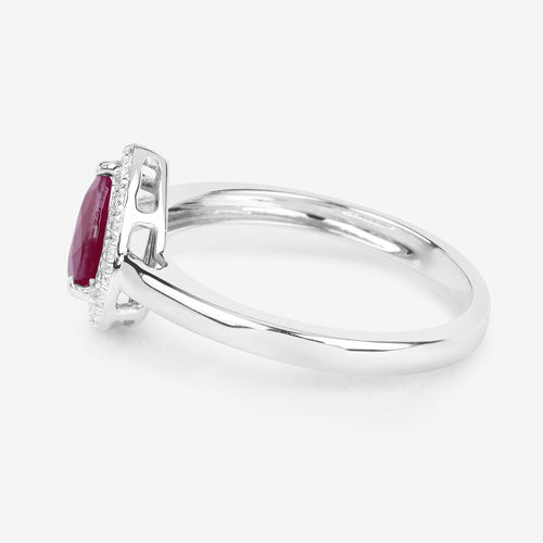 1.02 Carat Genuine Ruby and White Diamond 14K White Gold Ring Bids.com