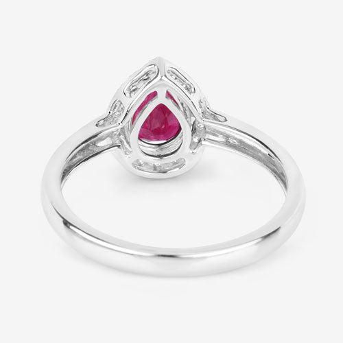 1.02 Carat Genuine Ruby and White Diamond 14K White Gold Ring Bids.com
